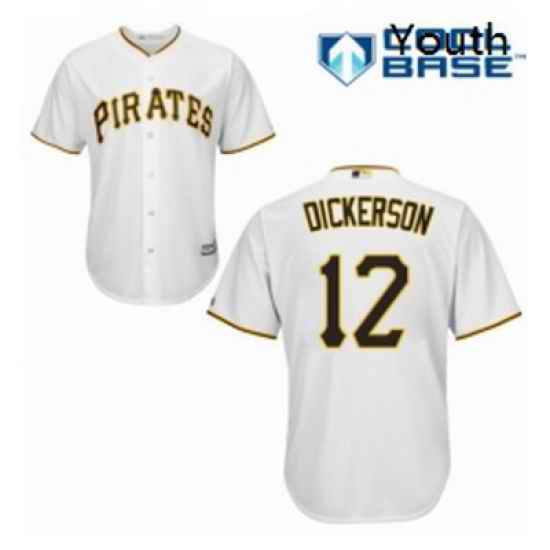 Youth Majestic Pittsburgh Pirates 12 Corey Dickerson Authentic White Home Cool Base MLB Jersey